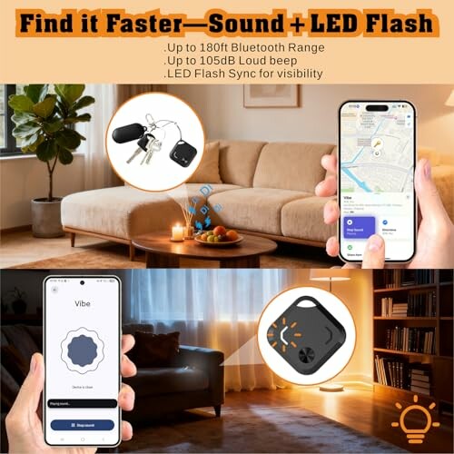 Bluetooth-Tracker mit Ton- und LED-Blitzfunktion