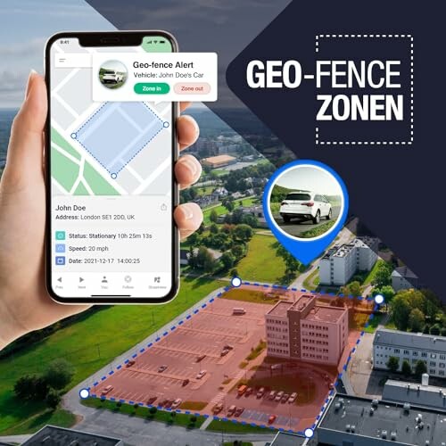 Geo-Fencing-App auf Smartphone zeigt überwachte Zone