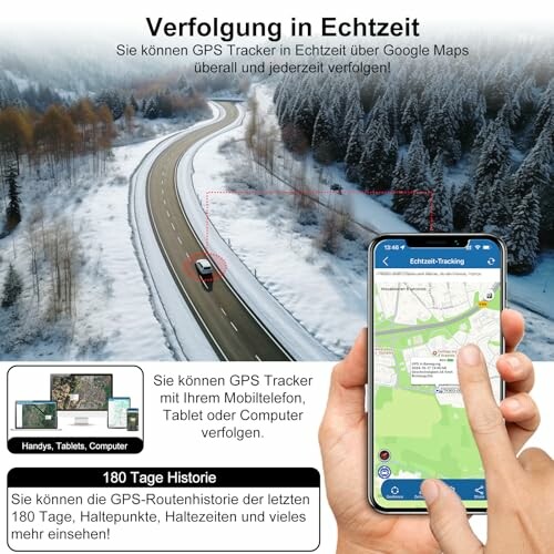 Echtzeit-Verfolgung mit GPS-Tracker auf Smartphone.