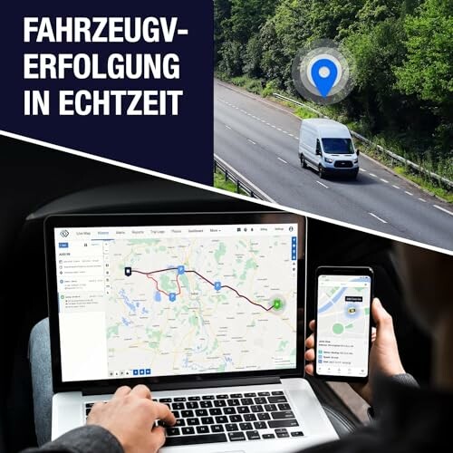 Echtzeit-Fahrzeugverfolgung mit Laptop und Smartphone